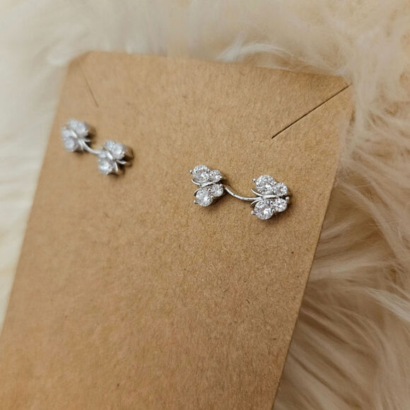 NEW Silver Crystal Rhinestone Ear Crawler Climber Fashion Earrings, 2 Pairs - Picture 6 of 6